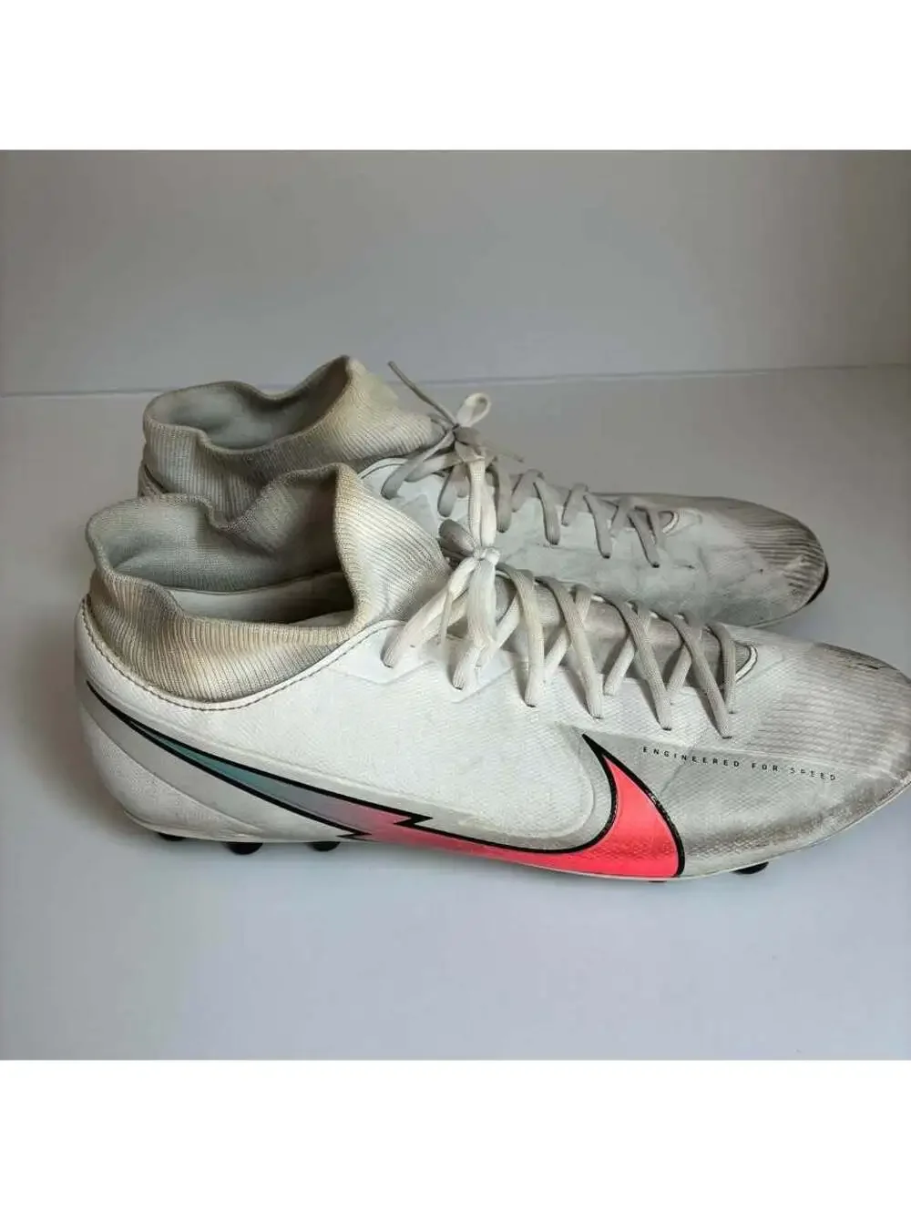 Nike Mercurial Superfly 7 Academy Soccer Cleats White Crimson Jade Men’s 12.5